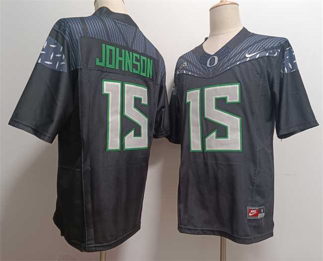Mens Oregon Ducks #15 Tez Johnson Black 2024 F.U.S.E. Stitched Jersey